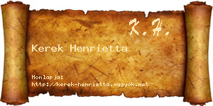 Kerek Henrietta névjegykártya